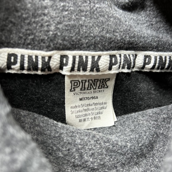 Victoria's Secret Pink Gray Red Logo 1/4‎ Zip Pullover Fleece M/170/96A - Picture 7 of 13